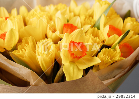 yellow narcissus. Spring Flower on retro table 29852314