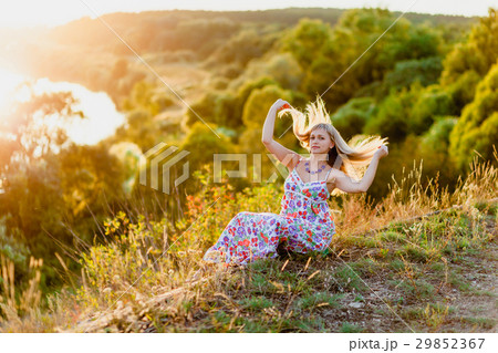 Young pretty blonde and summer sundown 29852367