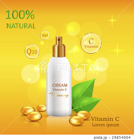 Natural Cream with Vitamin C in Glossy Tube Vector Natural Cream with Vitamin C in Glossy Tube Vector 29854004