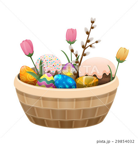 Basket of Easter Attributes Isolated Illustration Basket of Easter Attributes Isolated Illustration 29854032