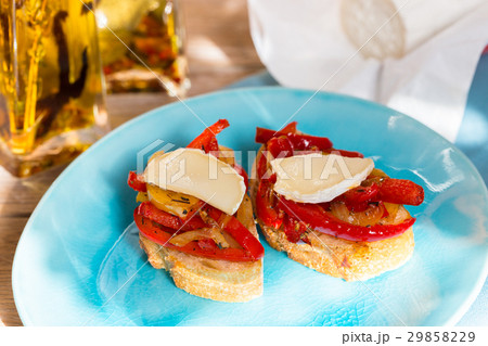 Bruschetta with peppers and goat cheese Bruschetta with peppers and goat cheese 29858229