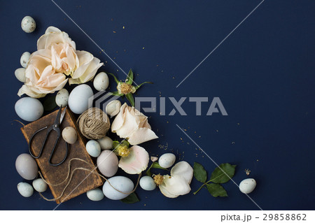 Easter background with blue colored eggs Easter background with blue colored eggs 29858862