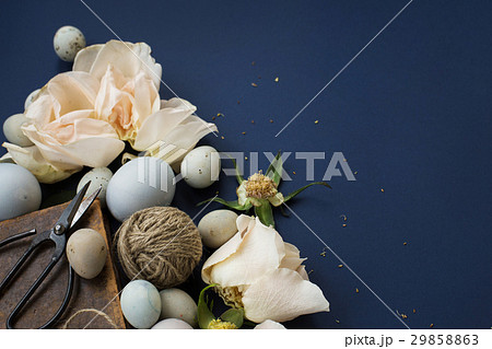 Easter background with blue colored eggs  29858863