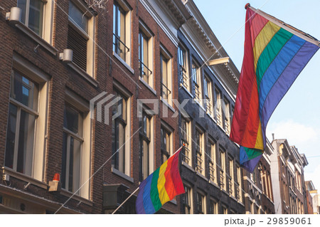 Rainbow flags representing LGBT pride, Amsterdam 29859061