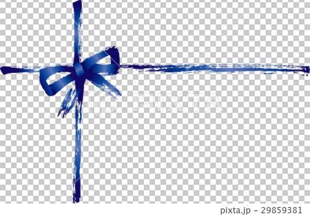 筆書き＿リボン_十字_青 29859381