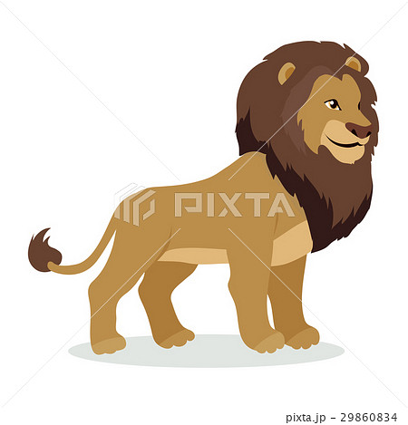 Lion Cartoon Icon In Flat Style Designのイラスト素材
