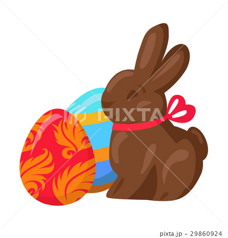 Sweet Chocolate Bunny and Two Multicolored Eggs 29860924