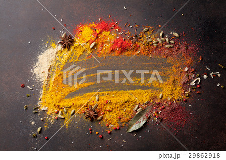 Various spices on stone table Various spices on stone table 29862918