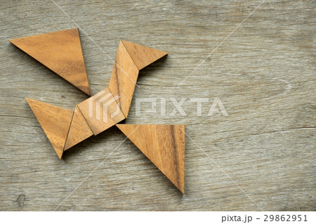 Wooden tangram puzzle in bird shape 29862951