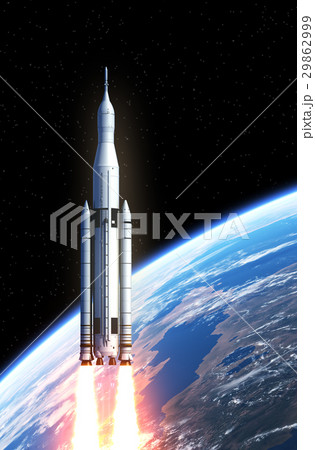 Space Launch System Over The Earthのイラスト素材