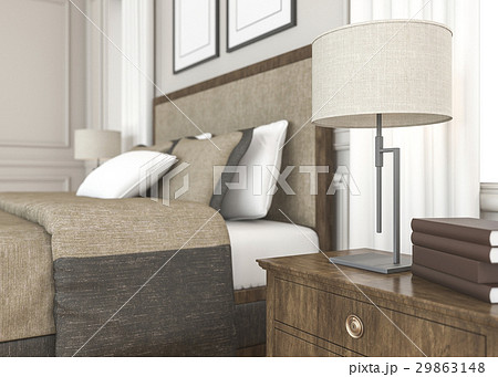 classic style bedroom with beautiful lamp 29863148