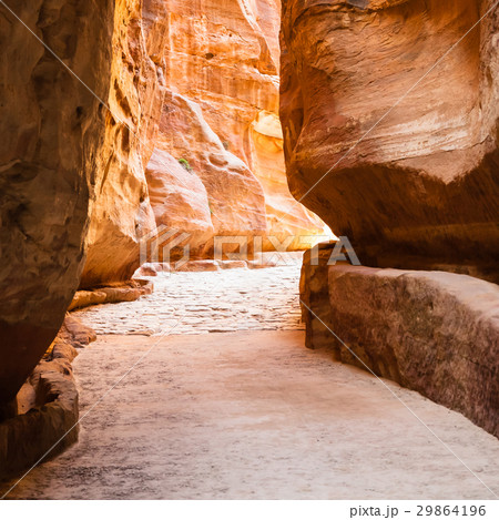 Al Siq passage in gorge to ancient Petra city 29864196