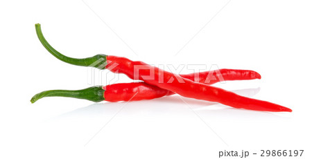 chili with leaf on white background 29866197