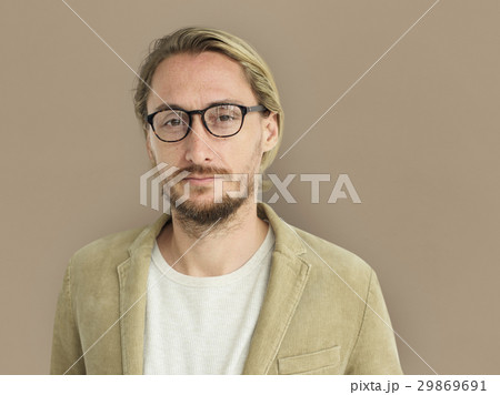 Caucasian Man Serious Focused Portrait Caucasian Man Serious Focused Portrait 29869691
