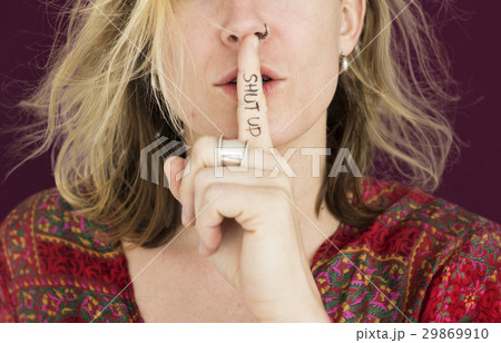 Woman Quiet Shut Up Secret Shh Portrait Concept Woman Quiet Shut Up Secret Shh Portrait Concept 29869910