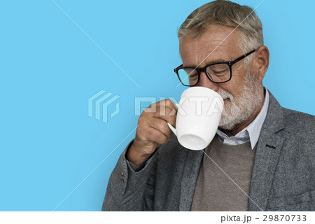 Caucasian Old Mature Drinking Coffee 29870733