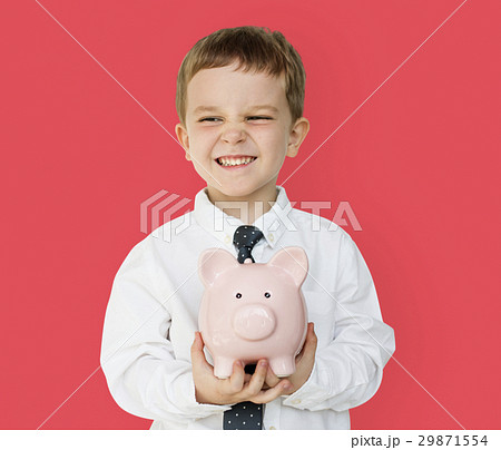 Kid Studio Shoot Gesture Piggybank Holding Kid Studio Shoot Gesture Piggybank Holding 29871554