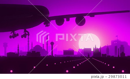 Ankara Turkey Airplane Landing Skyline Purple Ankara Turkey Airplane Landing Skyline Purple 29873011