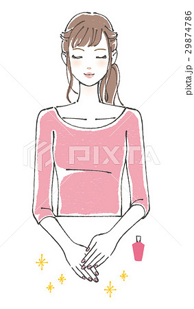 ネイルをしたかわいい女性 目をつむる 29874786