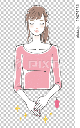 ネイルをしたかわいい女性 目をつむる 29874786