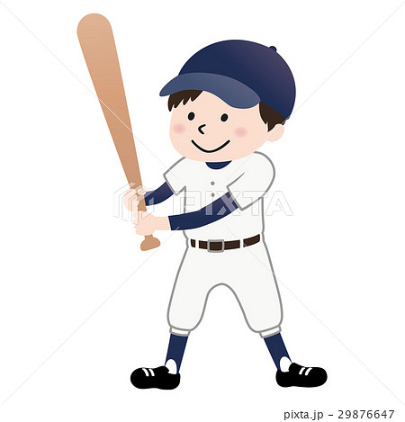 少年野球 青ユニフォーム のイラスト素材