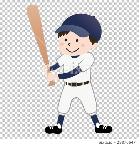 少年野球 青ユニフォーム のイラスト素材