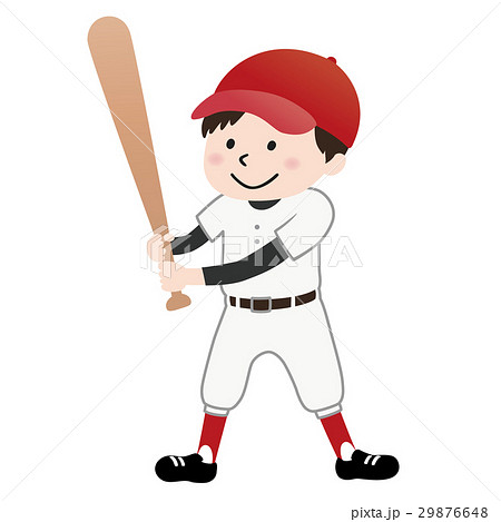 少年野球 赤ユニフォーム のイラスト素材