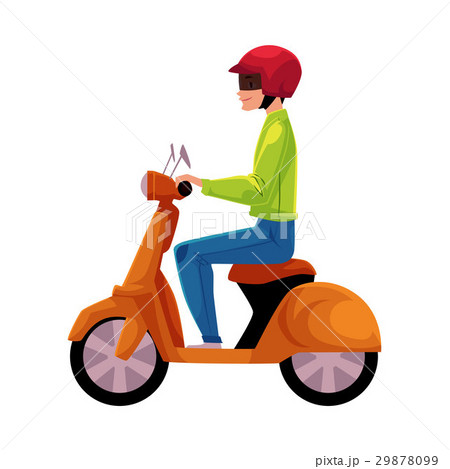 Scooter, moped, motor bicycle rider wearing helmet Scooter, moped, motor bicycle rider wearing helmet 29878099