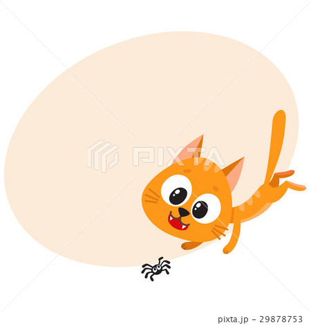 Cute and funny red cat character chasing, hunting 29878753