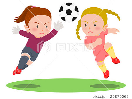 サッカー 競り合い 女子のイラスト素材