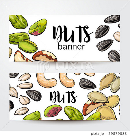 Banners with nuts, seeds and place for text 29879088