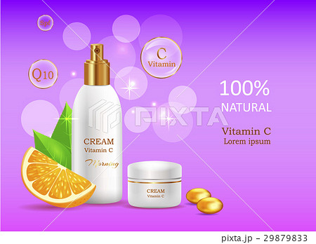 Natural Cream with Vitamin C in Glossy Tube Vector Natural Cream with Vitamin C in Glossy Tube Vector 29879833