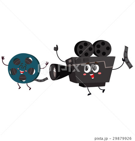 Movie shooting camera, film reel characters with 29879926