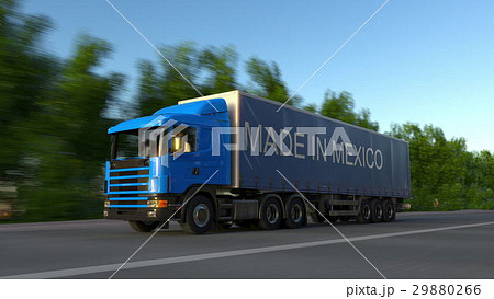 Speeding freight semi truck with MADE IN MEXICO 29880266