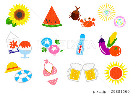 夏のイメージアイコン 手描き のイラスト素材