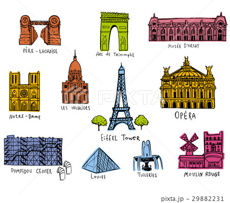 Paris city sights illustrations Paris city sights illustrations 29882231