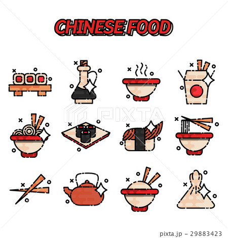 Chinese food flat concept icons 29883423