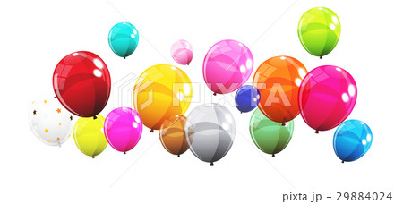Group of Colour Glossy Helium Balloons Isolated on 29884024