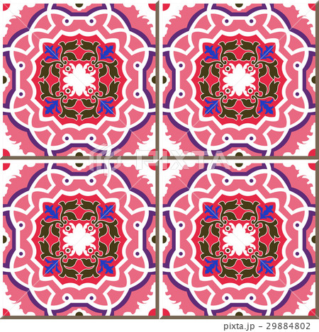 Ceramic tile pink round spiral vine kaleidoscope 29884802