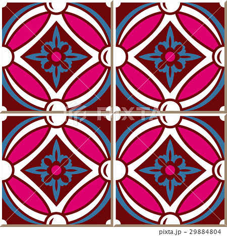 Ceramic tile pattern retro pink round cross flower Ceramic tile pattern retro pink round cross flower 29884804