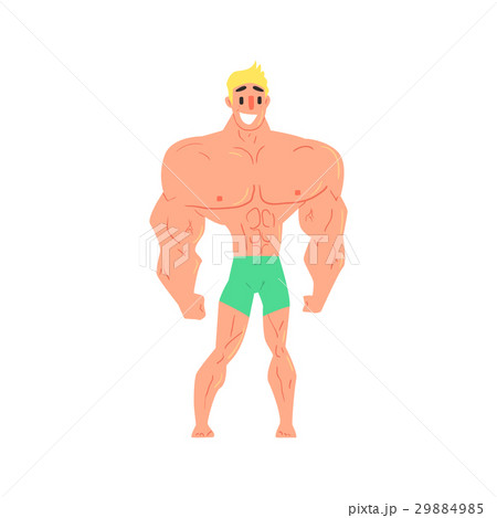 Man In Blue Trunks Bodybuilder Funny Smiling 29884985