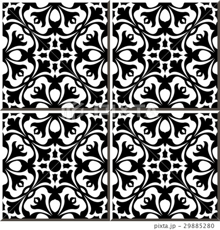 Ceramic tile pattern black white geometry flower Ceramic tile pattern black white geometry flower 29885280