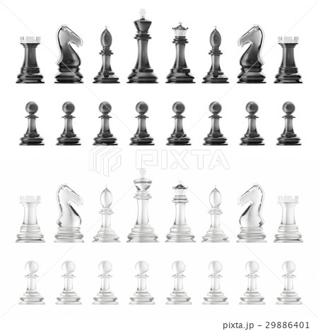 Transparent set of icons chess, isolated on white 29886401