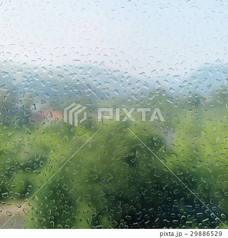 Drops of water on glass, nature, rain, realistic 29886529