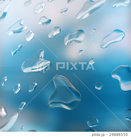 Water drops of rain on blue glass background Water drops of rain on blue glass background 29886550