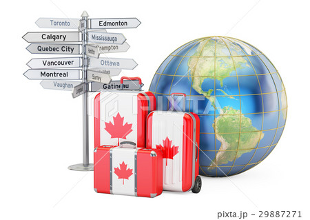 Canada travel concept. Suitcases Canadian flag 29887271