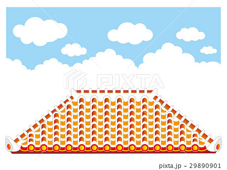 赤瓦屋根のイラスト素材