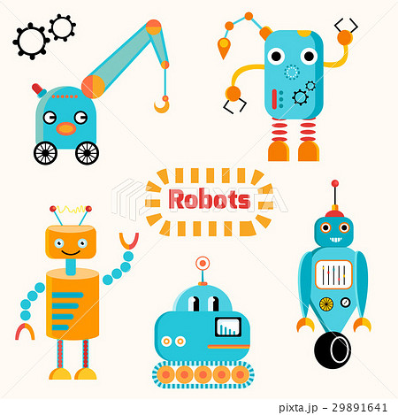 Cute Funny Robots Vector Setのイラスト素材 29891641 Pixta