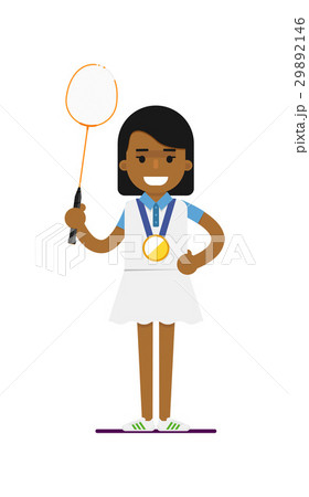 Young black woman tennis player with racket Young black woman tennis player with racket 29892146