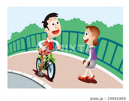 自転車の交通安全 自転車の歩道走行マナーのイラスト素材